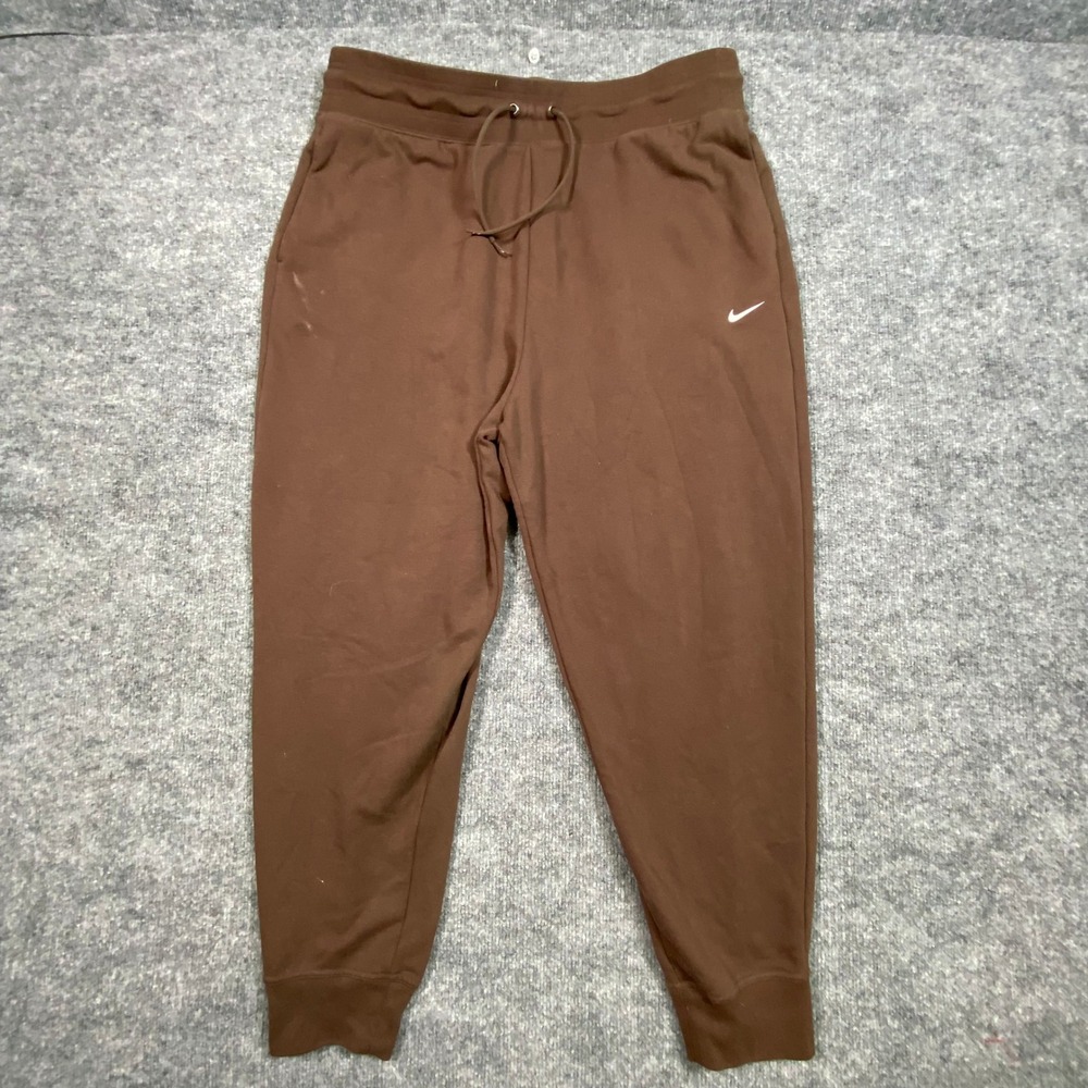 Nike Mens Dri-FIT Joggers Brown Sweatpants Tapered Swoosh XL